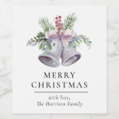 Trendy Christmas Bell Party Elegant Holidays Wijn Etiket (Enkel label)