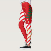 Trendy Christmas Candy Cane Rood Wit Strepen Leggings (Links)