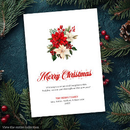Trendy Christmas Flowers Printable Greeting Card Feestdagenkaart