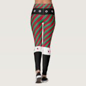 Trendy Christmas Green Red Stripes Candy Cane Elf Leggings (Achterkant)
