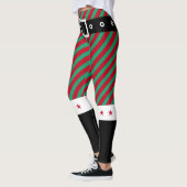 Trendy Christmas Green Red Stripes Candy Cane Elf Leggings (Links)