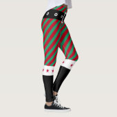 Trendy Christmas Green Red Stripes Candy Cane Elf Leggings (Rechts)