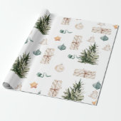 Trendy Christmas Pattern | Watercolor  Cadeaupapier (Uitgerold)
