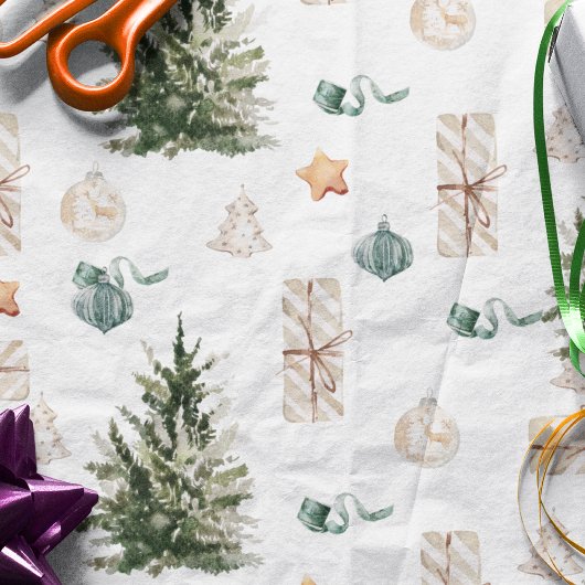 Trendy Christmas Pattern | Watercolor  Cadeaupapier