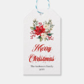 Trendy Christmas Poinsettia Script Font Gift Tag Cadeaulabel (Voorkant)