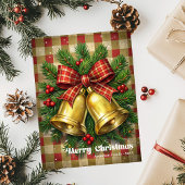 Trendy Christmas stocking vintage holly berries Feestdagenkaart