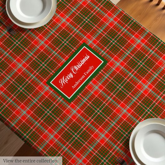 Trendy Christmas Tablecloth Red Green Monogram Art Tafelkleed