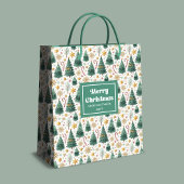Trendy Christmas trees and candy canes name bag Medium Cadeauzakje