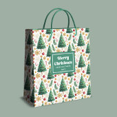 Trendy Christmas trees gift bag editable layout Medium Cadeauzakje