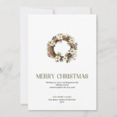 Trendy Christmas Wreath Sage Neutral Holiday Card Feestdagenkaart (Voorkant)