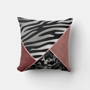 Trendy Chrome Suede Silver Black Pink Animal Print Kussen