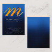 Trendy chubby blue yellow monogram visitekaartje (Voorkant / Achterkant)