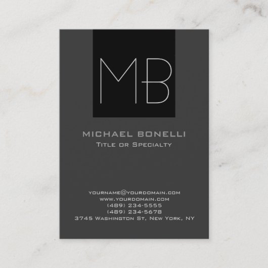 Trendy chubby modern grijs zwart visitekaartje (Voorkant)