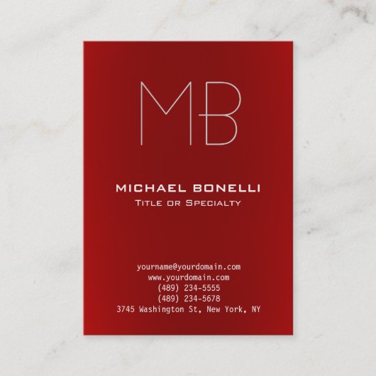 Trendy chubby modern red background visitekaartje (Voorkant)