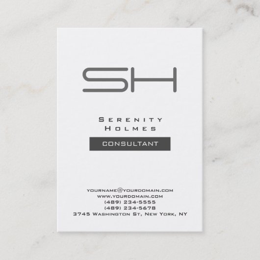 Trendy Chubby White Gray Modern Monogram Visitekaartje (Voorkant)