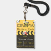 Trendy Cinema Any Age Birthday Party Badge (Voorzijde met lanyard)