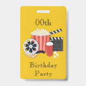 Trendy Cinema Any Age Birthday Party Badge (Achterkant)