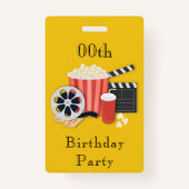Trendy Cinema Any Age Birthday Party Badge (Achterkant)