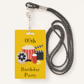 Trendy Cinema Any Age Birthday Party Badge (Achterkant met draagriem)