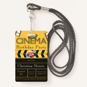 Trendy Cinema Any Age Birthday Party Badge