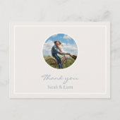 Trendy cirkel paar foto bruiloft dank u briefkaart (Voorkant)