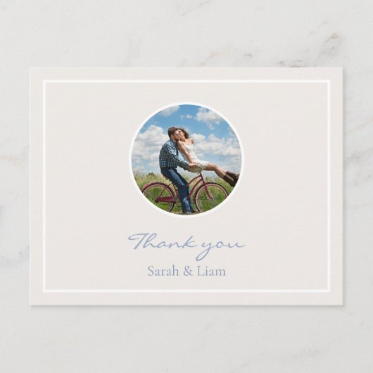 Trendy cirkel paar foto bruiloft dank u briefkaart (Voorkant)