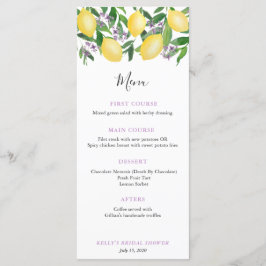 Trendy citroenen lavendel bruiloft feest lunch menu