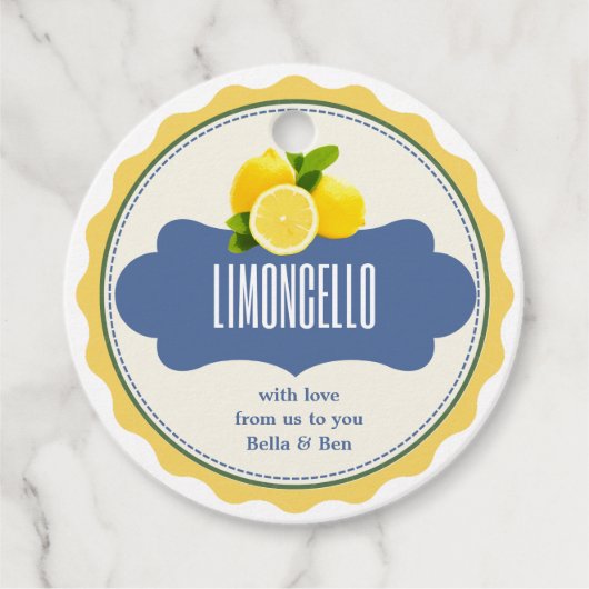 Trendy Citroenen Thuisgemaakte Limoncello Fleslabe Bedankjes Labels (Voorkant)