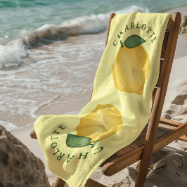 Trendy Citrus Citrus Geel Zomer Monogram Strandlaken