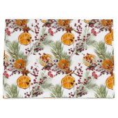 Trendy Citrus Oranje Pine Berry Kerstfeestdag Groot Cadeauzakje (Voorkant)