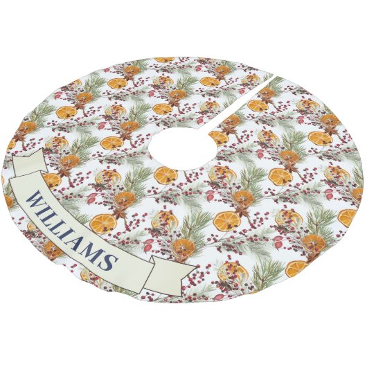 Trendy Citrus Sinaasappel Rustiek PIne groen Kerstboom Rok (Gekanteld)