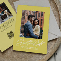Trendy citrusgeel stijlvol script twee foto