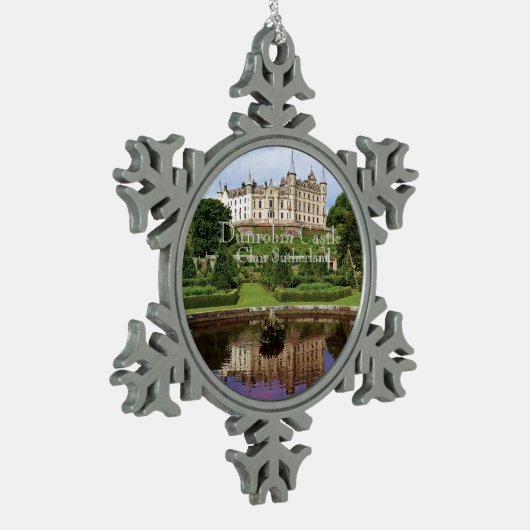 Trendy Clan Sutherland Schotse kasteel Foto Tin Sneeuwvlok Ornament (Links)