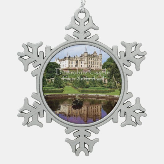 Trendy Clan Sutherland Schotse kasteel Foto Tin Sneeuwvlok Ornament (Voorkant)