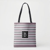 Trendy Clasic Monogram Paars Black White Stripe Tote Bag (Voorkant)