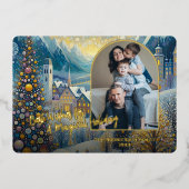 Trendy Classic Artistic Winter Wonderland Art Gold Folie Feestdagenkaart (Voorkant)