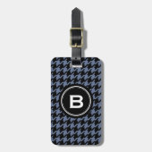 Trendy Classic blue gray houndstooth met monogram Bagagelabel (Voorkant verticaal)