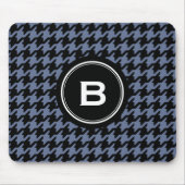 Trendy Classic blue gray houndstooth met monogram Muismat (Voorkant)
