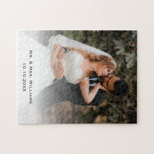 Trendy Classic Bride and Groom Wedding Photo Legpuzzel (Horizontaal)
