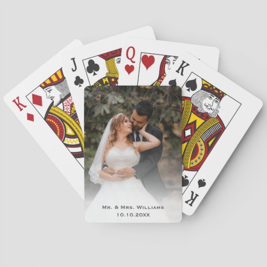 Trendy Classic Bride and Groom Wedding Photo Pokerkaarten (Achterkant)