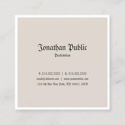 Trendy Classic Look Professioneel Nostalgisch Ontw Vierkante Visitekaartje (Voorkant)