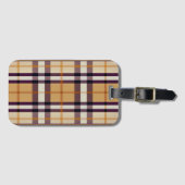 Trendy Classic Plaid Paarse en Beige Bagagelabel (Voorkant (horizontaal))