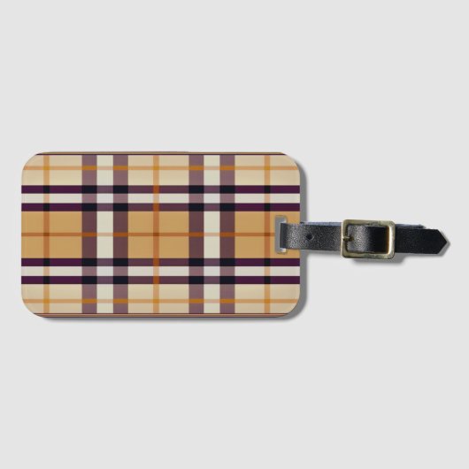 Trendy Classic Plaid Paarse en Beige Bagagelabel (Voorkant (horizontaal))