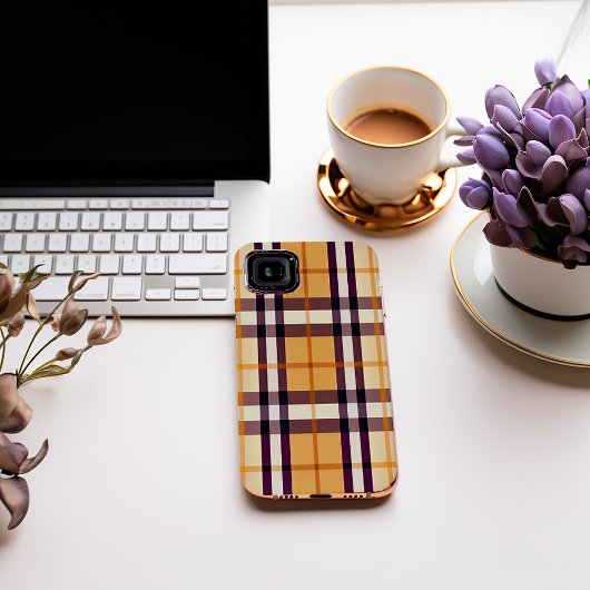 Trendy Classic Plaid Paarse en Beige Case-Mate iPhone Case
