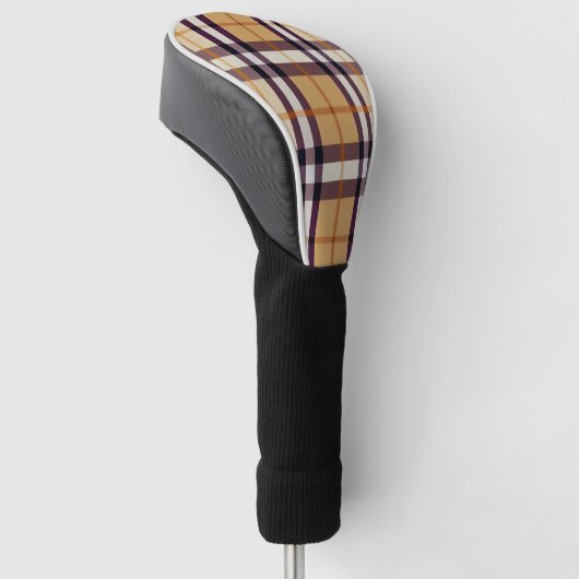 Trendy Classic Plaid Paarse en Beige Golfheadcover (Schuin)