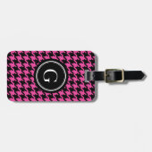 Trendy Classic roze houndstooth met monogram Bagagelabel (Voorkant horizontaal)
