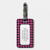 Trendy Classic roze houndstooth met monogram Bagagelabel (Achterkant verticaal)