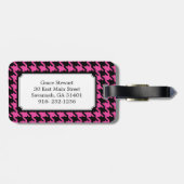 Trendy Classic roze houndstooth met monogram Bagagelabel (Achterkant horizontaal)
