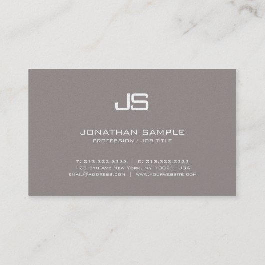 Trendy Classy Monogram Plain Modern Design Luxury Visitekaartje (Achterkant)