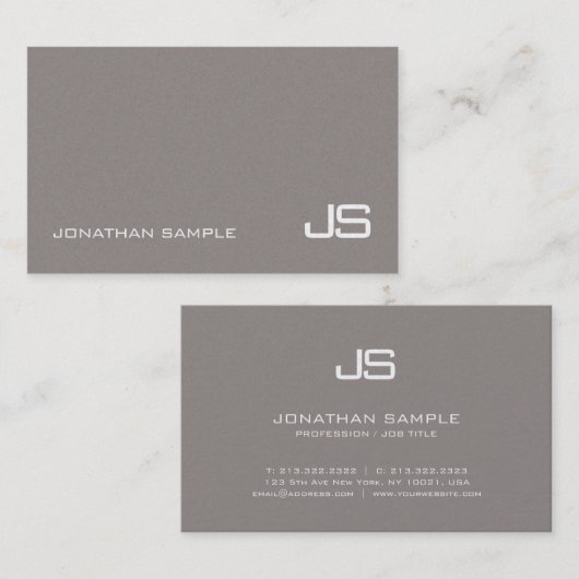 Trendy Classy Monogram Plain Modern Design Luxury Visitekaartje (Voorkant / Achterkant)